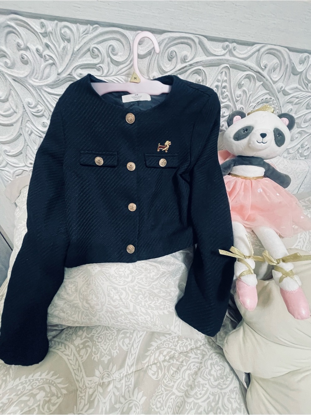 H&M Black Girls' Cropped Blazer with Gold Buttons
